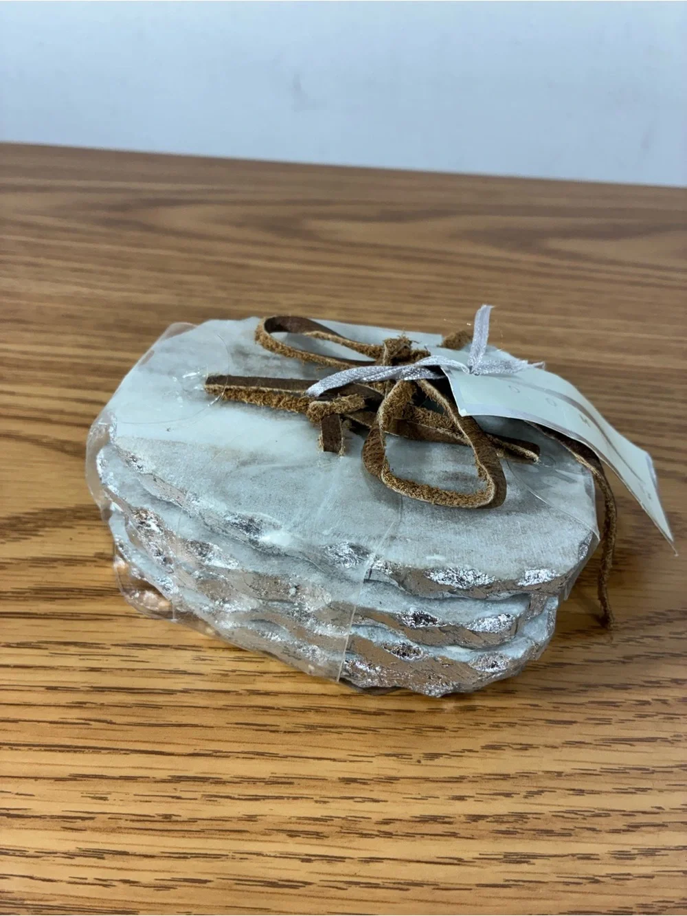 Marble Coasters with Silver Edge Set of 4
